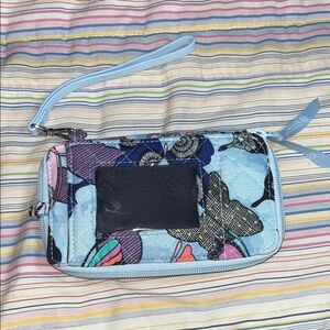 Vera Bradley Blue‎ Floral Quilted Wristlet